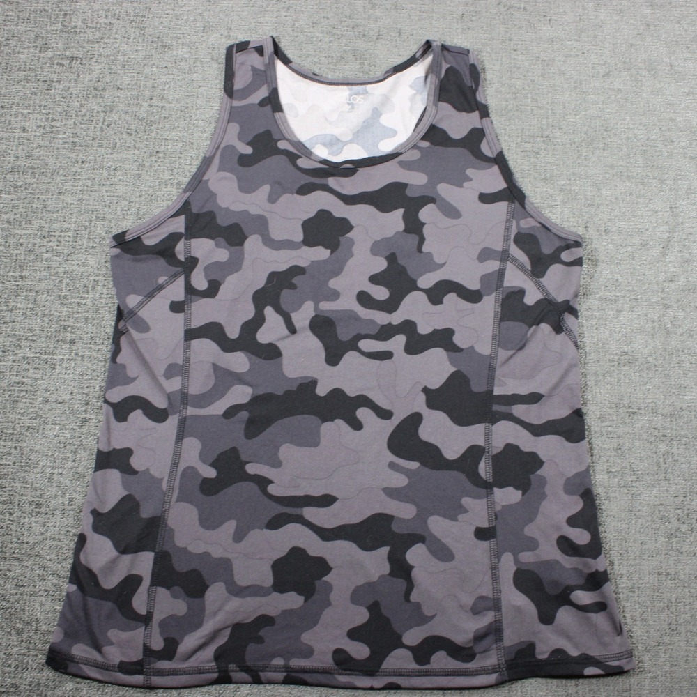 Zelos Mens Grey Camo Active Tank Top Sleeveless Workout Shirt Size M Camouflage